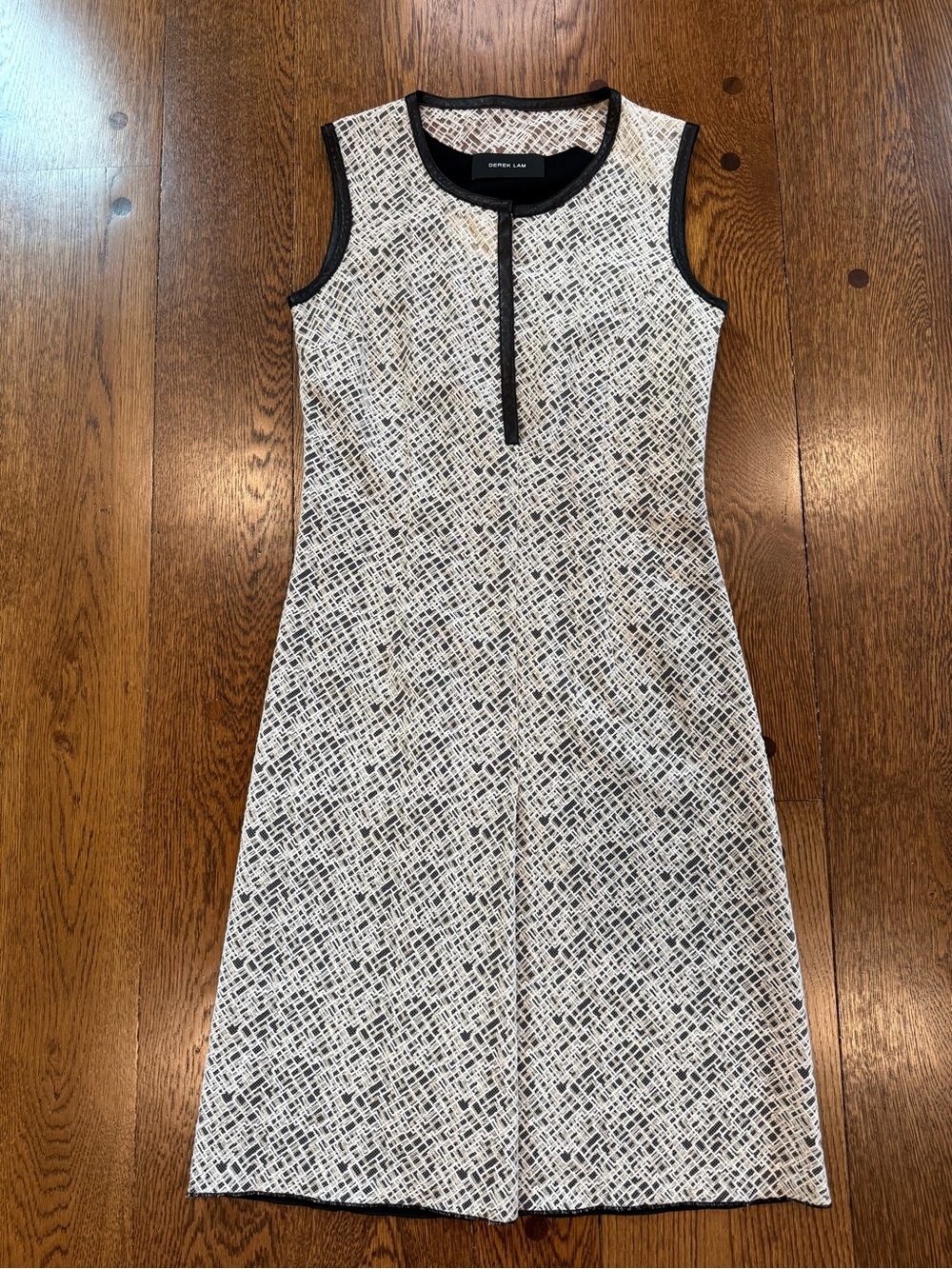 Derek Lam Italy Textured Sleeveless Dress Lambskin Trim Size 4